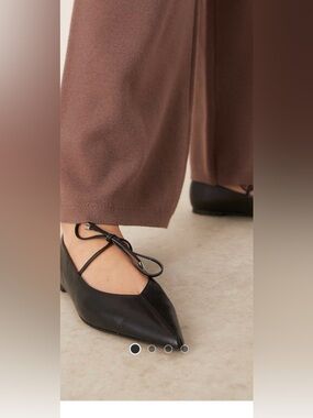 ASOS Black Pointed Lace-Up Ballet Flats
